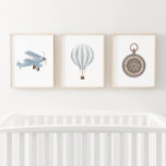 Jeux D'art Mural Bleu Transport Infirmière Décor Biplane Compas<br><div class="desc">Ajoutez une touche finale à l'espace de votre petit avec cet ensemble de 3 impressions de transport.</div>