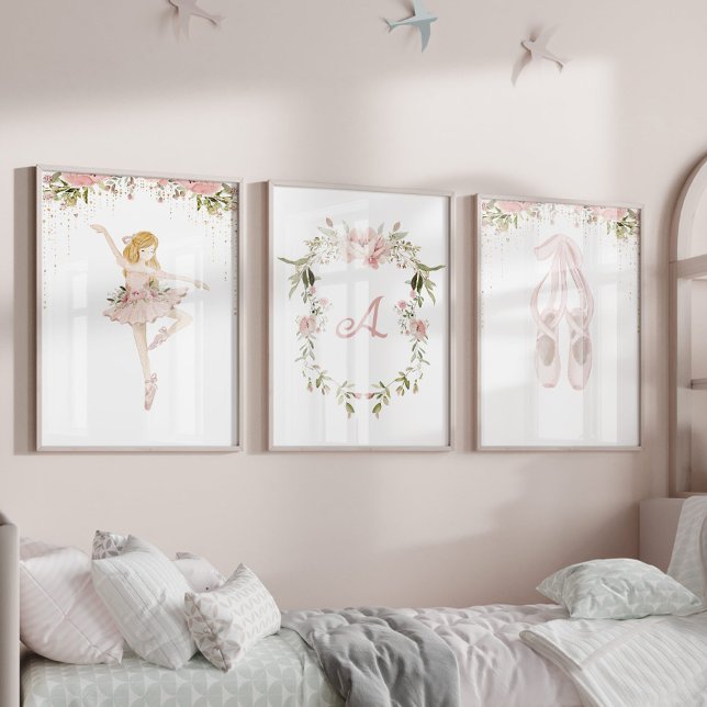 Jeux D'art Mural Blonde ballerine estampe blush rose girl room (Créateur téléchargé)