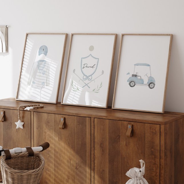 Jeux D'art Mural Blue golf nom personnalisé jeu de 3 affiche (Créateur téléchargé)