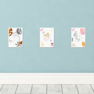 Jeux D'art Mural Boho Floral Woman Abstrait Line Art