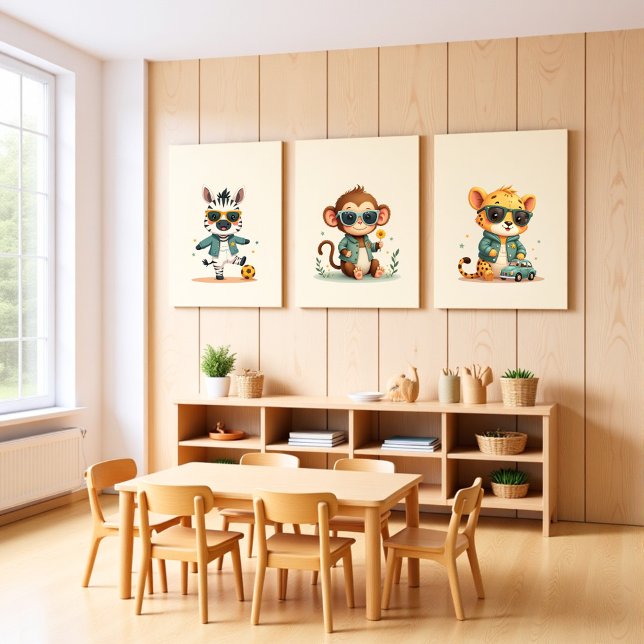 Jeux D'art Mural Boho Jungle Safari Nursery Art | Jeu de 3 impressi (Créateur téléchargé)