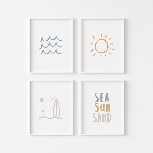 Jeux D'art Mural Boho set 4 boho mer soleil sable imprimé (Créateur téléchargé)