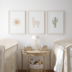 Jeux D'art Mural Boho Sud-Ouest Llama Girl Nursery Décor