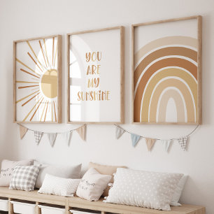 Jeux D'art Mural Boho Sun Citation Rainbow Kids Room