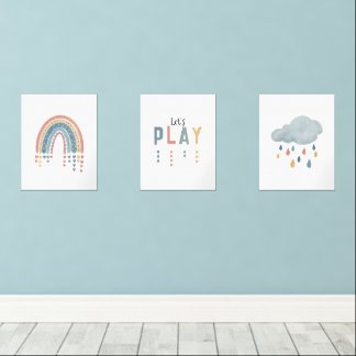 Jeux D'art Mural Boho Watercolor Rainbow Nursery Decor