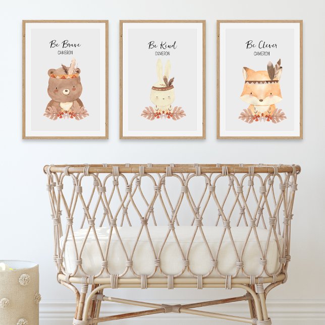 Jeux D'art Mural Boho Woodland Animaux Personnalisé Baby Nursery (Créateur téléchargé)