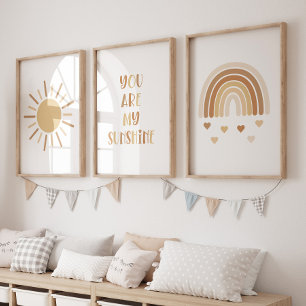 Jeux D'art Mural Boho You Are My Sunshine Sun Rainbow