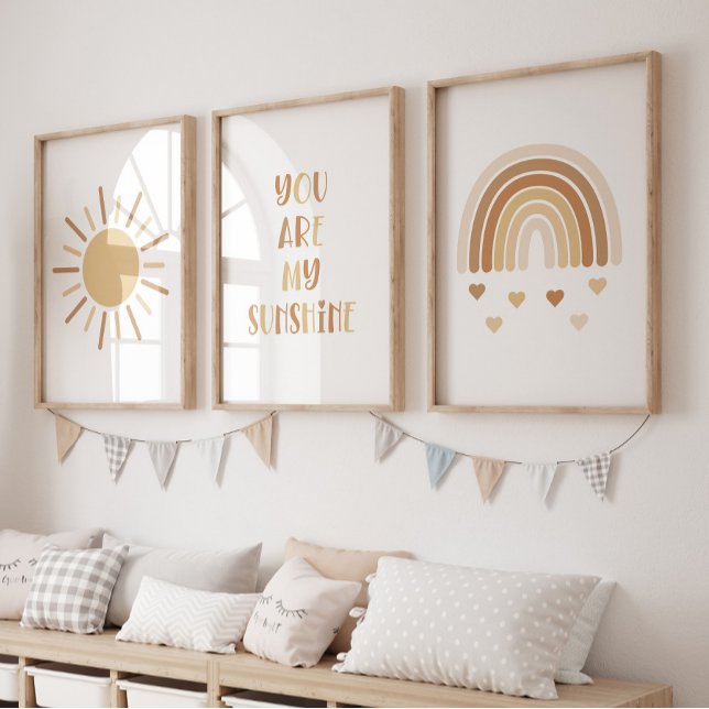 Jeux D'art Mural Boho You Are My Sunshine Sun Rainbow (Boho Sunshine Set of 3)