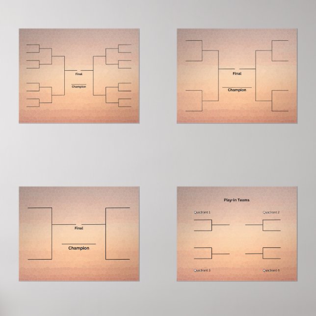 Jeux D'art Mural Bracket Tourney Basketball 16 8 4 Team Play In (Recto)