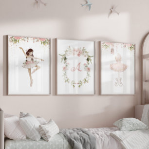 Jeux D'art Mural Brownette ballerina salle de fille monogramme