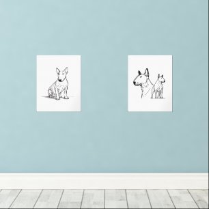 Jeux D'art Mural Bull terriers lineart set de 2 affiches