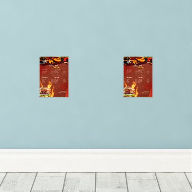 Jeux D'art Mural Burger Menu Poster – Modern Restaurant Menu Design (Parquet)