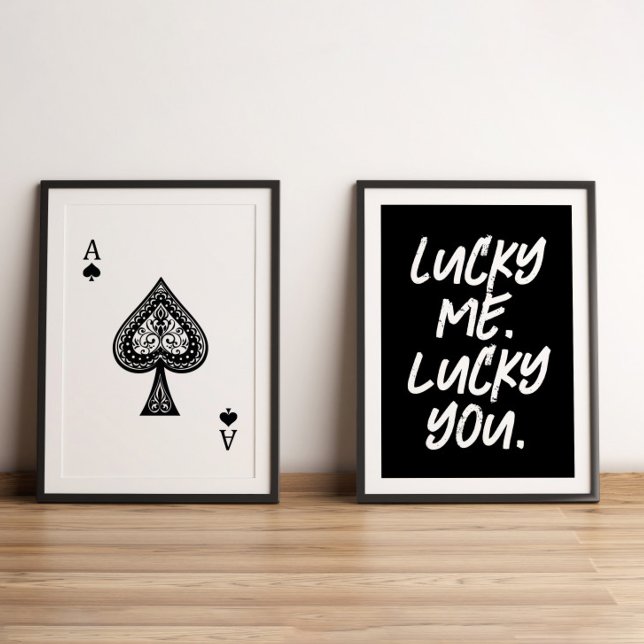 Jeux D'art Mural Carte de jeu moderne Lucky Ace Noir & Blanc (Créateur téléchargé)
