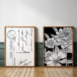 Jeux D'art Mural Carte postale française vintage Bouquet floral noi<br><div class="desc">Carte postale vintage Floral Bouquet Black Wall Art Sets</div>