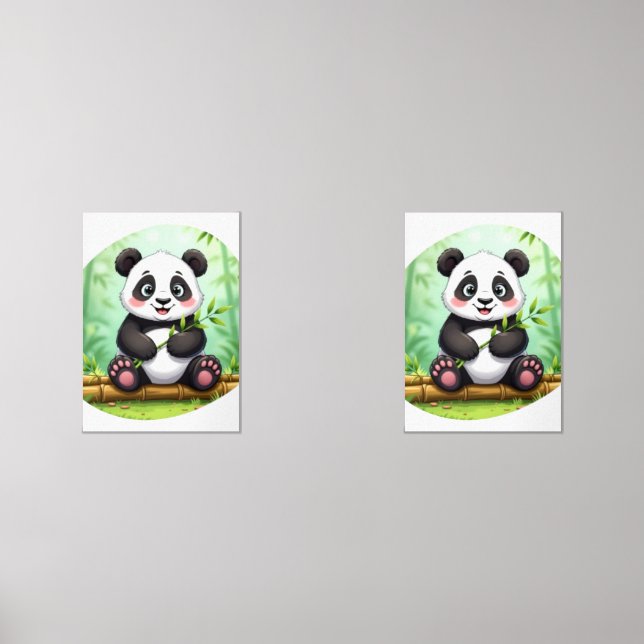 Jeux D'art Mural Cute Cartoon Panda on Bamboo Patch (Recto)