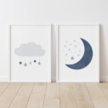 Jeux D'art Mural Décor de la pouponnière marine Blue Cloud et Moon<br><div class="desc">Ajoutez une touche finale à l'espace de votre petit avec cet ensemble de 2 nuages d'aquarelle et des empreintes de lune.</div>