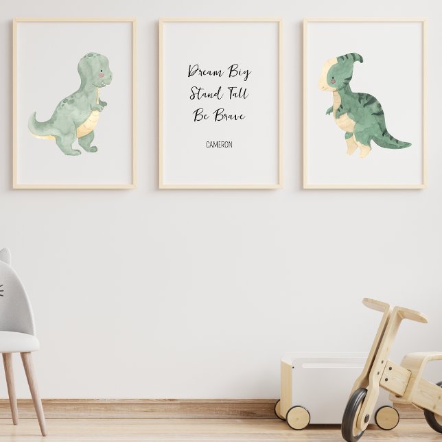 Jeux D'art Mural Dinosaur Nursery Art, Texte personnalisé Nom des e (Créateur téléchargé)
