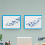 Jeux D'art Mural Ecole Bleue de Poisson Aquarelle<br><div class="desc">Cette conception peut être personnalisée en choisissant l'option Modifier la conception. Vous pouvez également transférer sur d'autres objets. Contactez-moi à l'adresse colorflowcreations@gmail.com ou utilisez l'option conversation en haut de la page si vous souhaitez avoir cette conception sur un autre produit ou si vous avez besoin d'aide pour cette conception. Voir...</div>