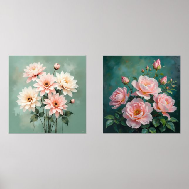 Jeux D'art Mural Elegant Blush Chrysanthemum Art (Recto)