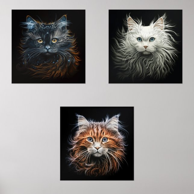 Jeux D'art Mural FANTASTICATS Ragdoll Angora Ginger Portraits de ch (Recto)