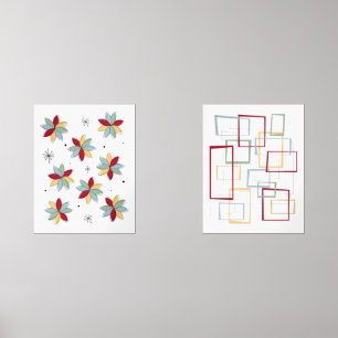 Jeux D'art Mural Fleurs et cadres funky Mid Century Moderne