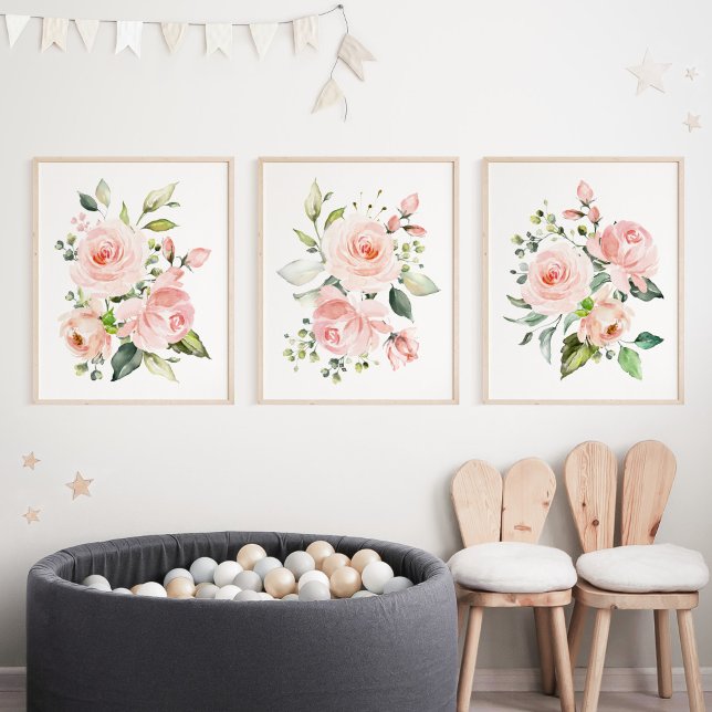 Jeux D'art Mural Fleurs roses, Fleurs Aquarelles, Nourriture pour f (Créateur téléchargé)
