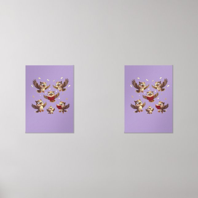 Jeux D'art Mural "Flying Funny Owls – Disney Cartoon Style" (Recto)