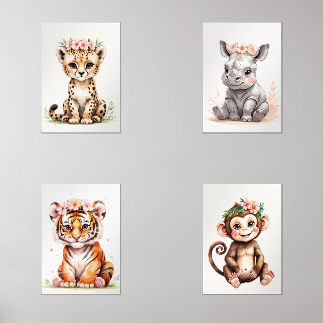 Jeux D'art Mural Grossiste fille Whimsical Safari animal (Recto)