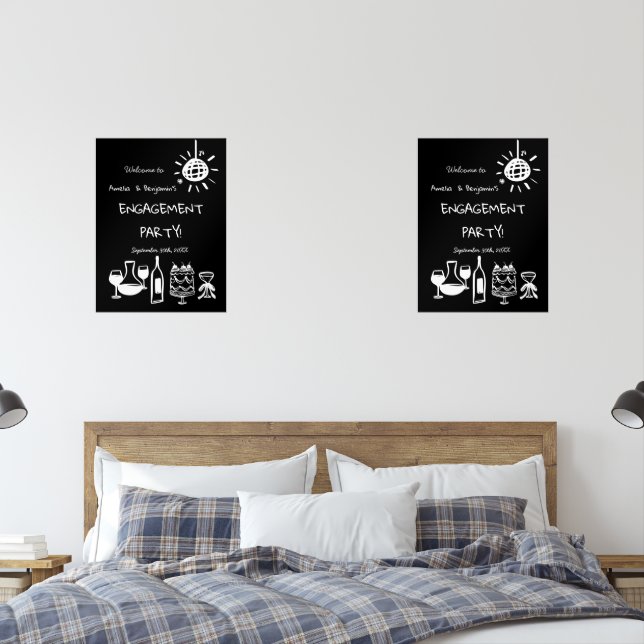 Jeux D'art Mural Hand Drawn Engagement Party Wedding Welcome Sign. (Chambre à coucher)