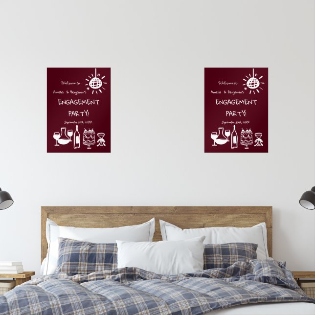 Jeux D'art Mural Hand Drawn Engagement Party Wedding Welcome Sign. (Chambre à coucher)