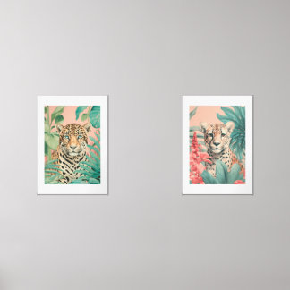 Jeux D'art Mural Imprimerie Tropical Leopard & Cheetah Wall Art |