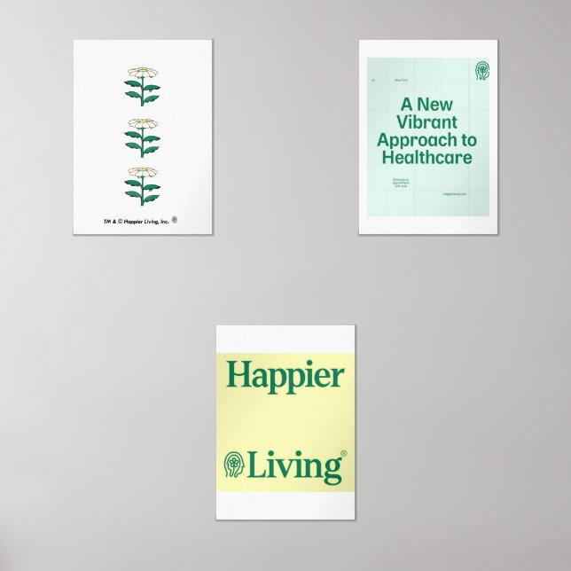Jeux D'art Mural Jeu d'affiches du logo Happier Living (Recto)
