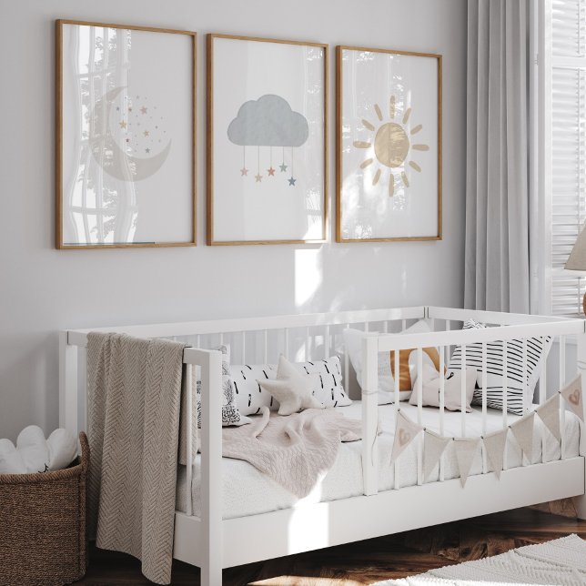 Jeux D'art Mural Jeu de 3 lune de boho, nuage, empreinte solaire (Créateur téléchargé)