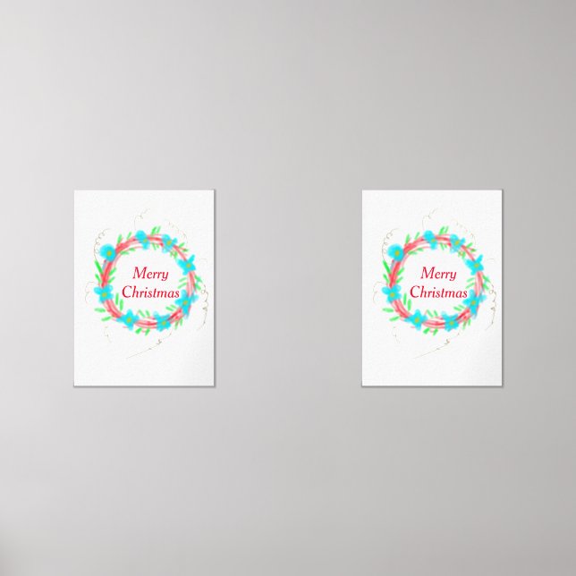 Jeux D'art Mural Joyeux Noël bleu rouge guirlande aquarelle vacance (Recto)