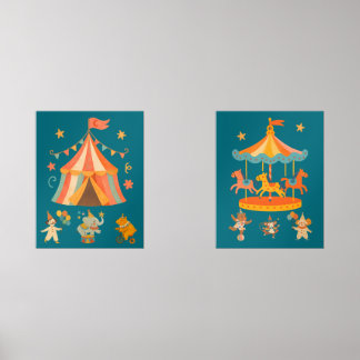 Jeux D'art Mural Merry Retro Circus Print Set