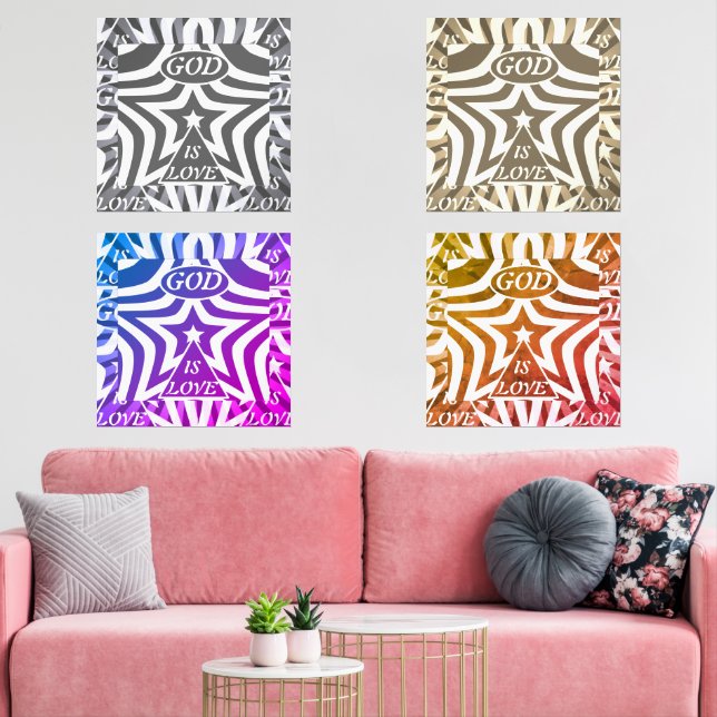 Jeux D'art Mural Monochrome-Star: Elegant Black & White God Is Love (Salon)