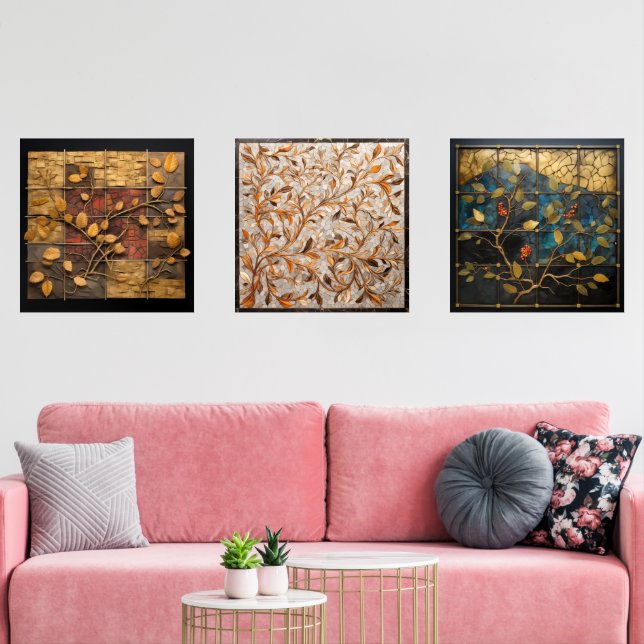 Jeux D'art Mural Mosaïque murale avec motif feuille (Salon)