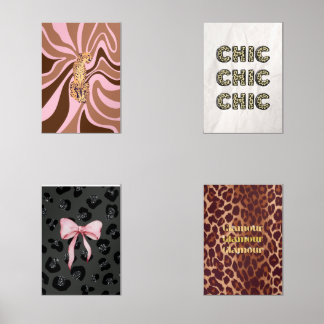 Jeux D'art Mural Mur Empreinte de léopard Maximaliste - 4 pièces Gr