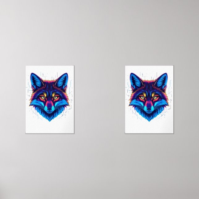 Jeux D'art Mural Neon Fox Face – Vibrant Glowing Design (Recto)