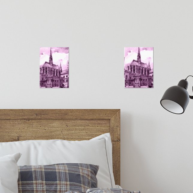 Jeux D'art Mural Neon pink and cobalt bridge arcs over a luminous c (Chambre à coucher)