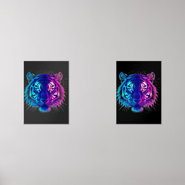 Jeux D'art Mural Neon White Tiger – Glowing Cyberpunk Wildlife Art (Recto)