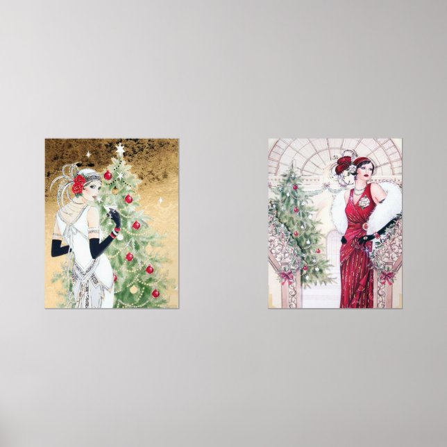 Jeux D'art Mural Noël Art déco rétro (Recto)