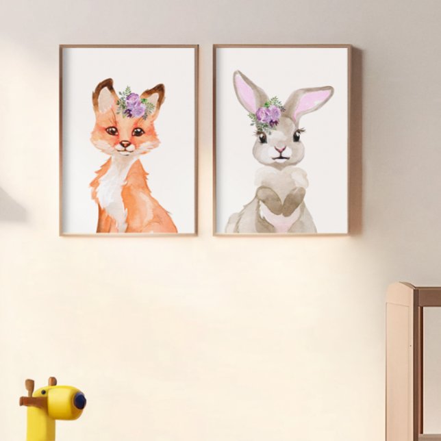 Jeux D'art Mural Nourrisson aquarelle Fox et Bunny (Créateur téléchargé)