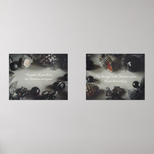 Jeux D'art Mural Ornements de Noël Noir vintage avec ruban