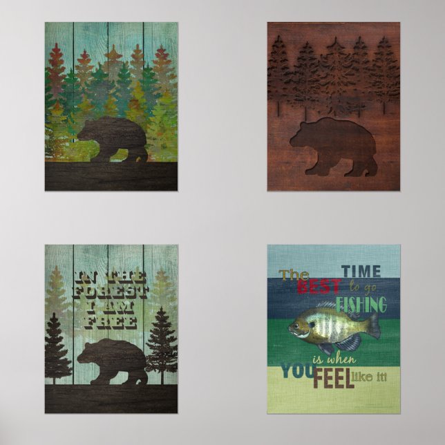 Jeux D'art Mural Ours sauvage et pêche Amateurs de plein air (Recto)