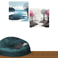 Peintures d'Imaginaire d'arbre escarpé rose et ble