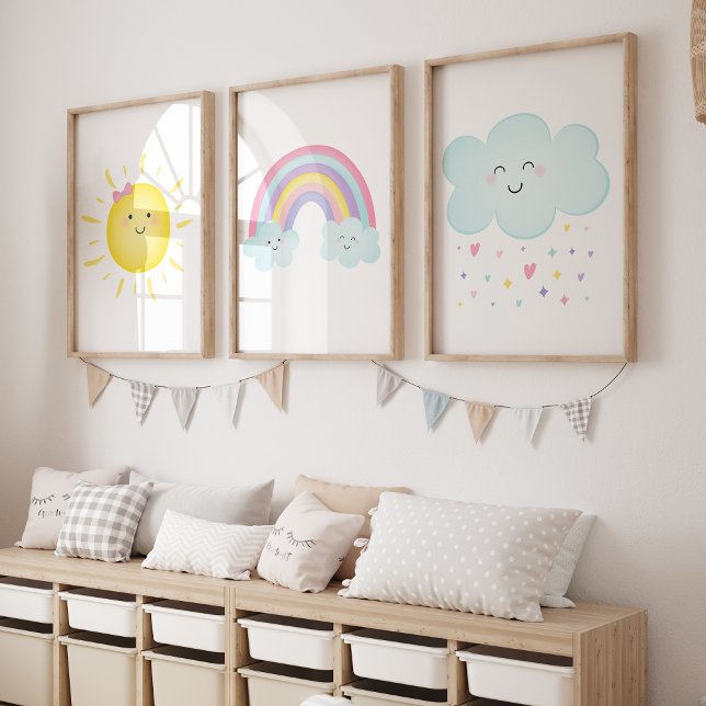 Jeux D'art Mural Pépinière Pastel Rainbow Sunshine Nuds (Créateur téléchargé)