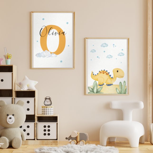 Jeux D'art Mural Personalized Dinosaur Nursery Wall Art Set of 2 (Créateur téléchargé)
