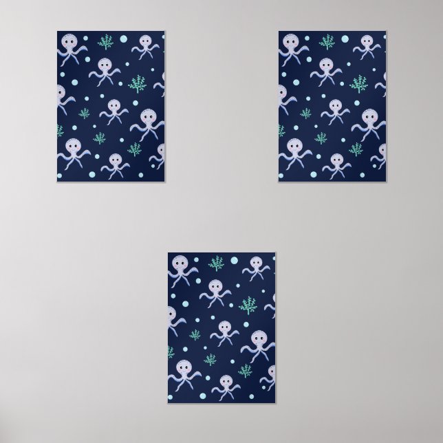 Jeux D'art Mural Poulpe sous la mer motif pour enfants (Recto)