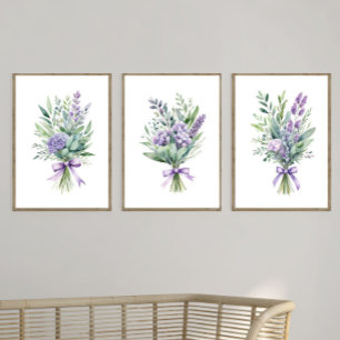 Jeux D'art Mural Purple Lavender Eucalyptus Fleur sauvage Floral Im